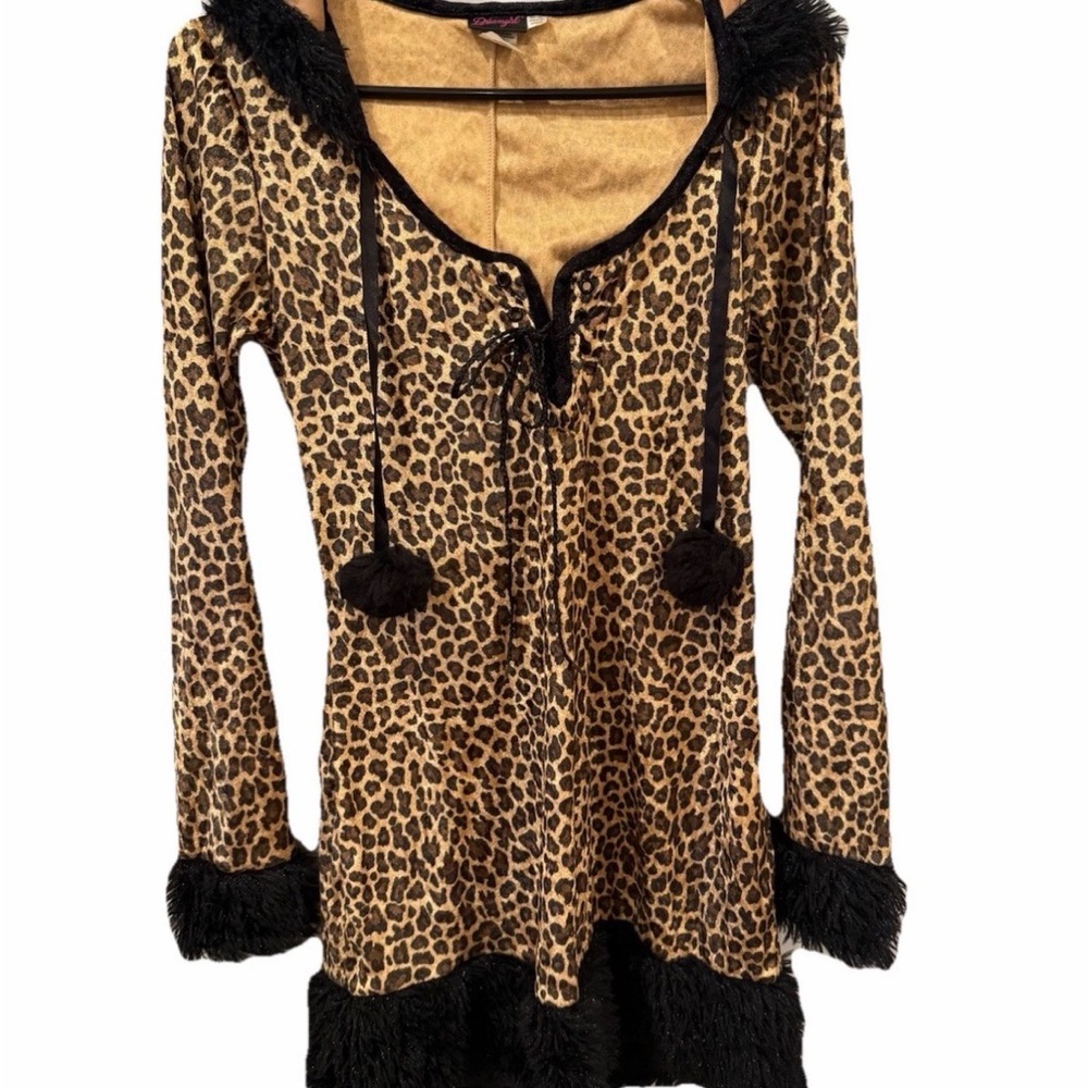 Dreamgirl Leopard Print Robe with Black Details